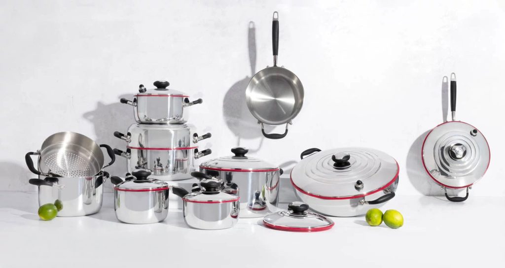 Royal Prestige NOVEL juego de ollas de 18 piezas en acero quirúrgico en Queens NY, distribuidor autorizado en Jackson Heights, cocina saludable sin aceite, crédito disponible y garantía premium
